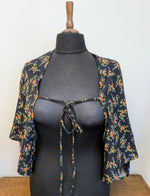Load image into Gallery viewer, Black floral kimono shrug

