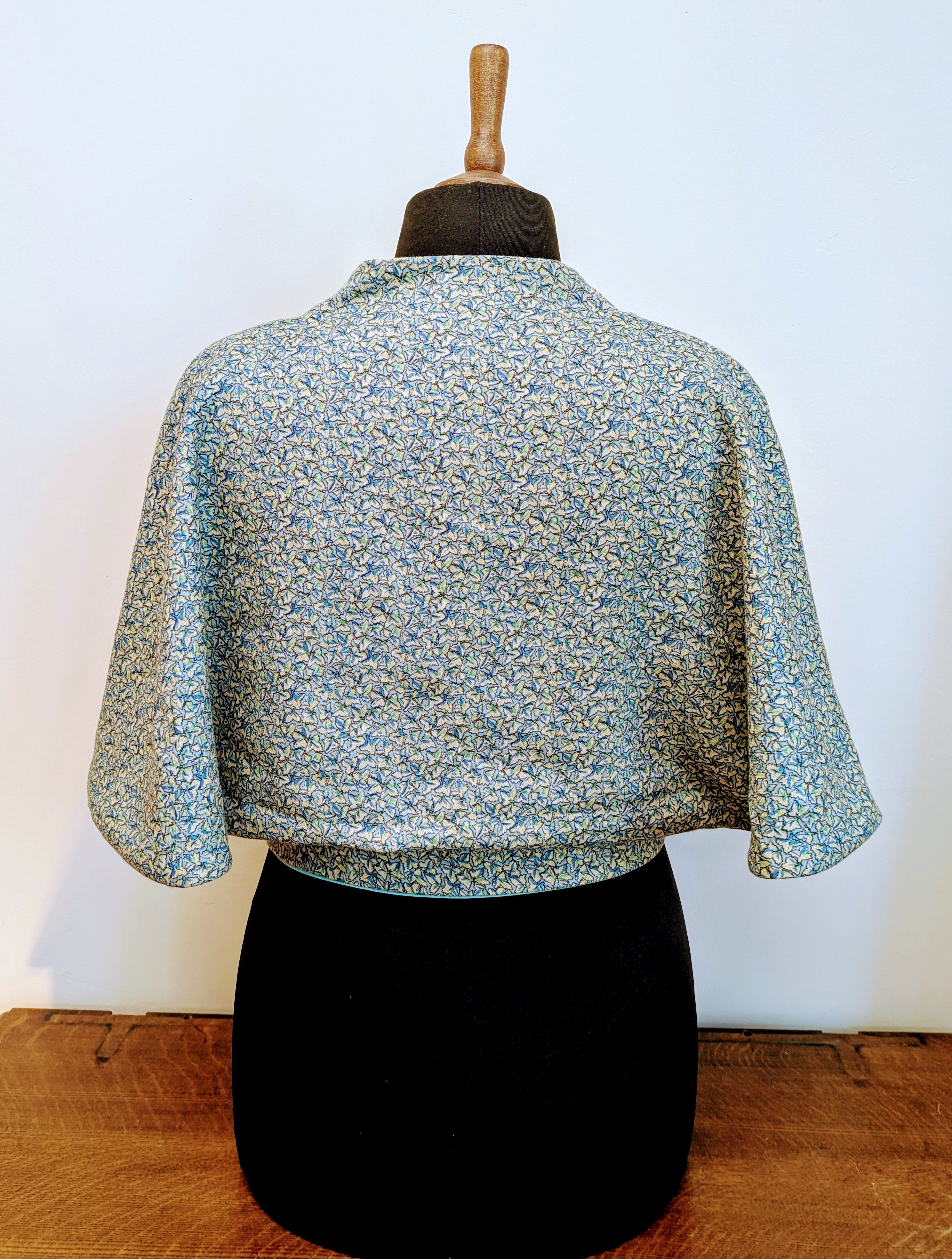 Blue leaf wrap shawl