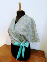 Load image into Gallery viewer, Blue leaf wrap shawl
