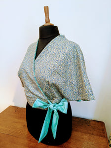 Blue leaf wrap shawl