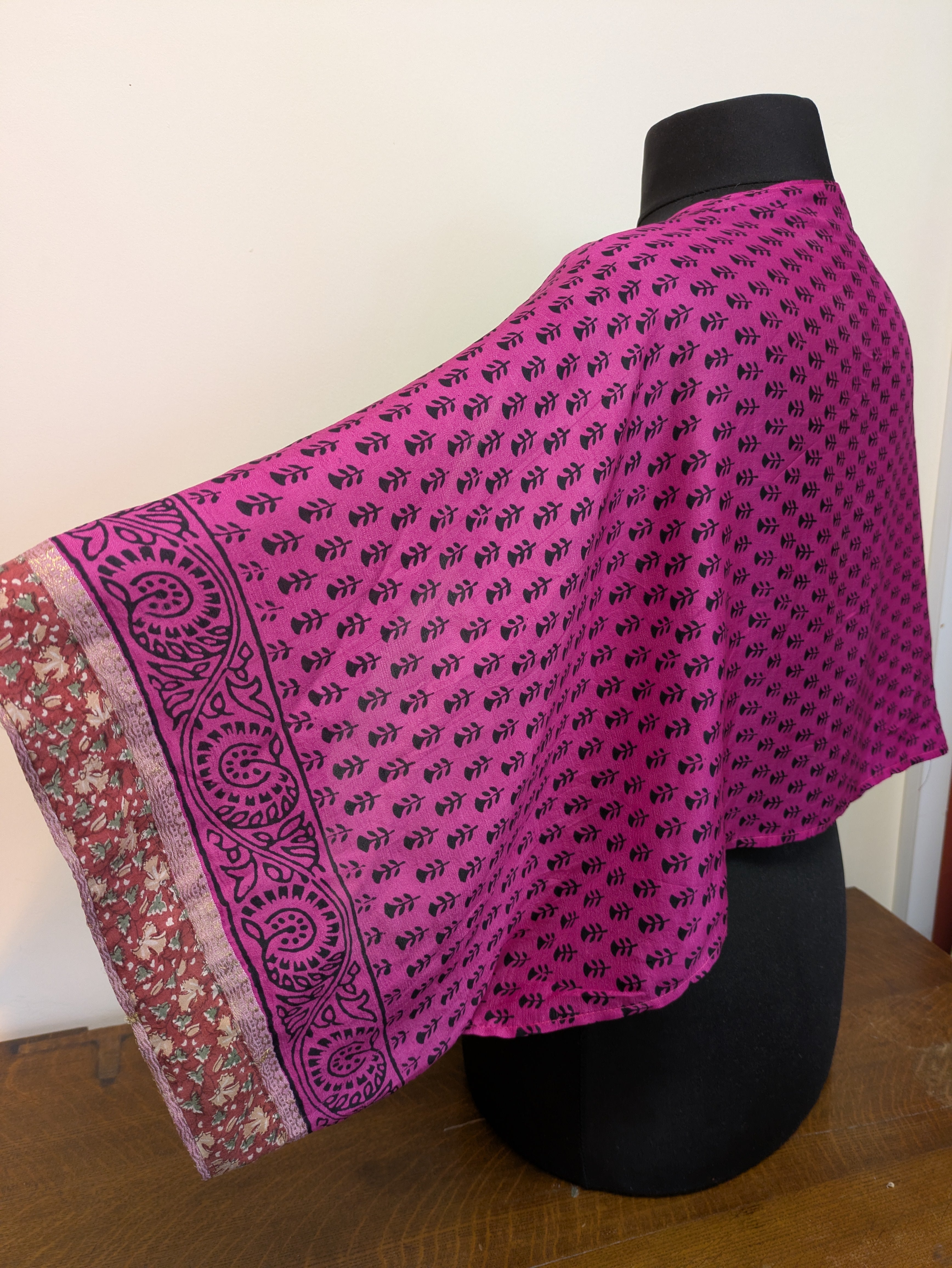 Cerise pink with black