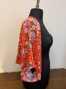 Red floral kimono shrug