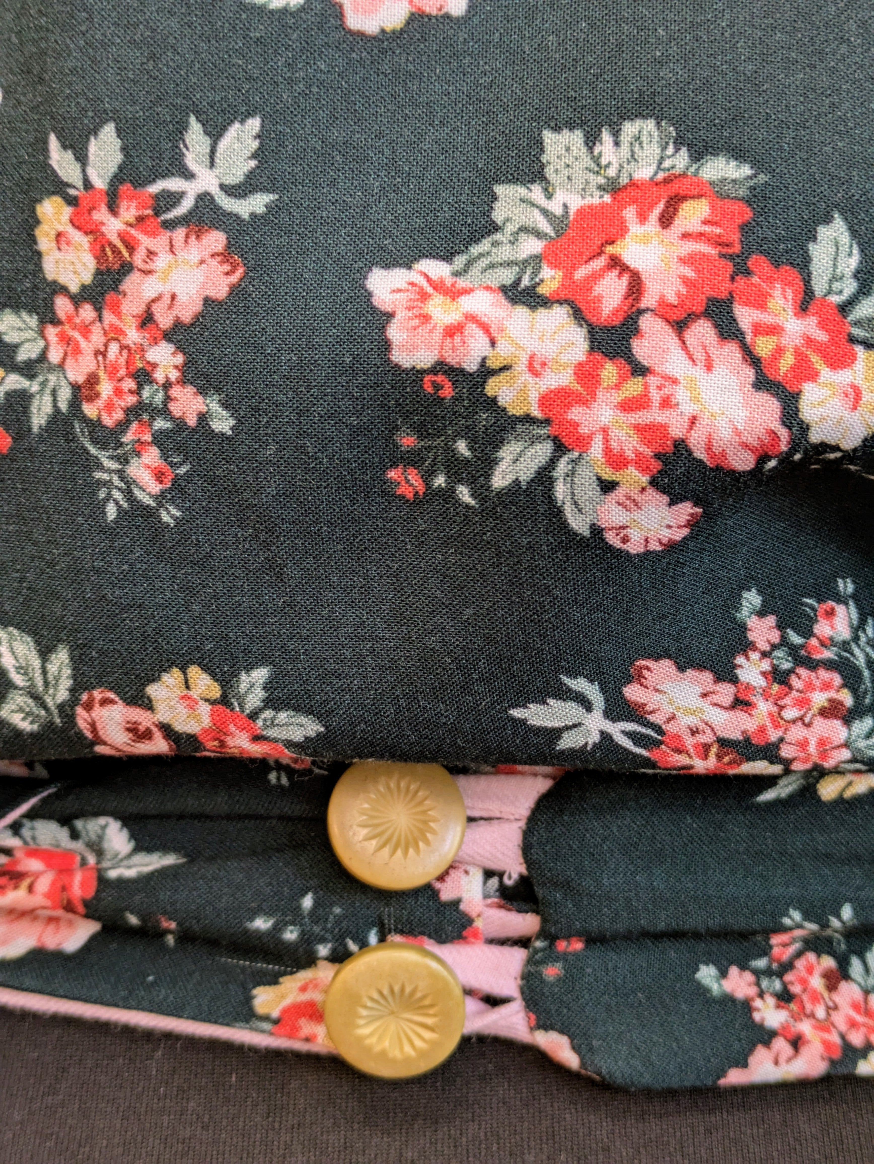 Deep green and pink floral butterfly top
