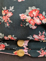 Load image into Gallery viewer, Deep green and pink floral butterfly top
