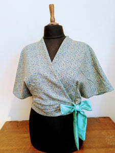 Blue leaf wrap shawl