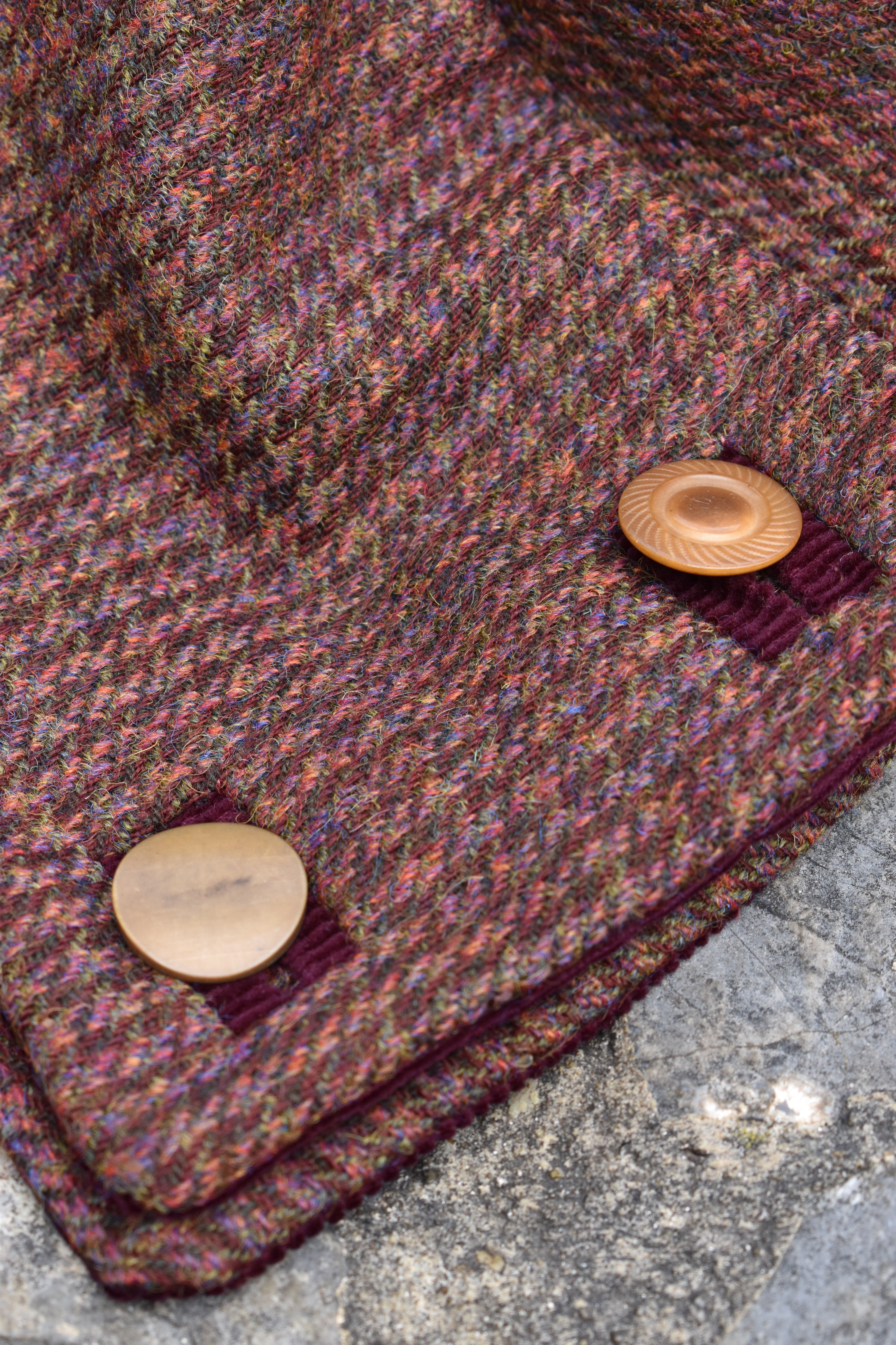 Plum houndstooth button scarf