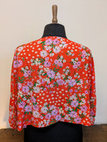 Load image into Gallery viewer, Red floral kimono shrug
