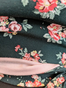 Deep green and pink floral butterfly top
