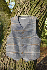 Load image into Gallery viewer, Grey and mustard check waistcoat
