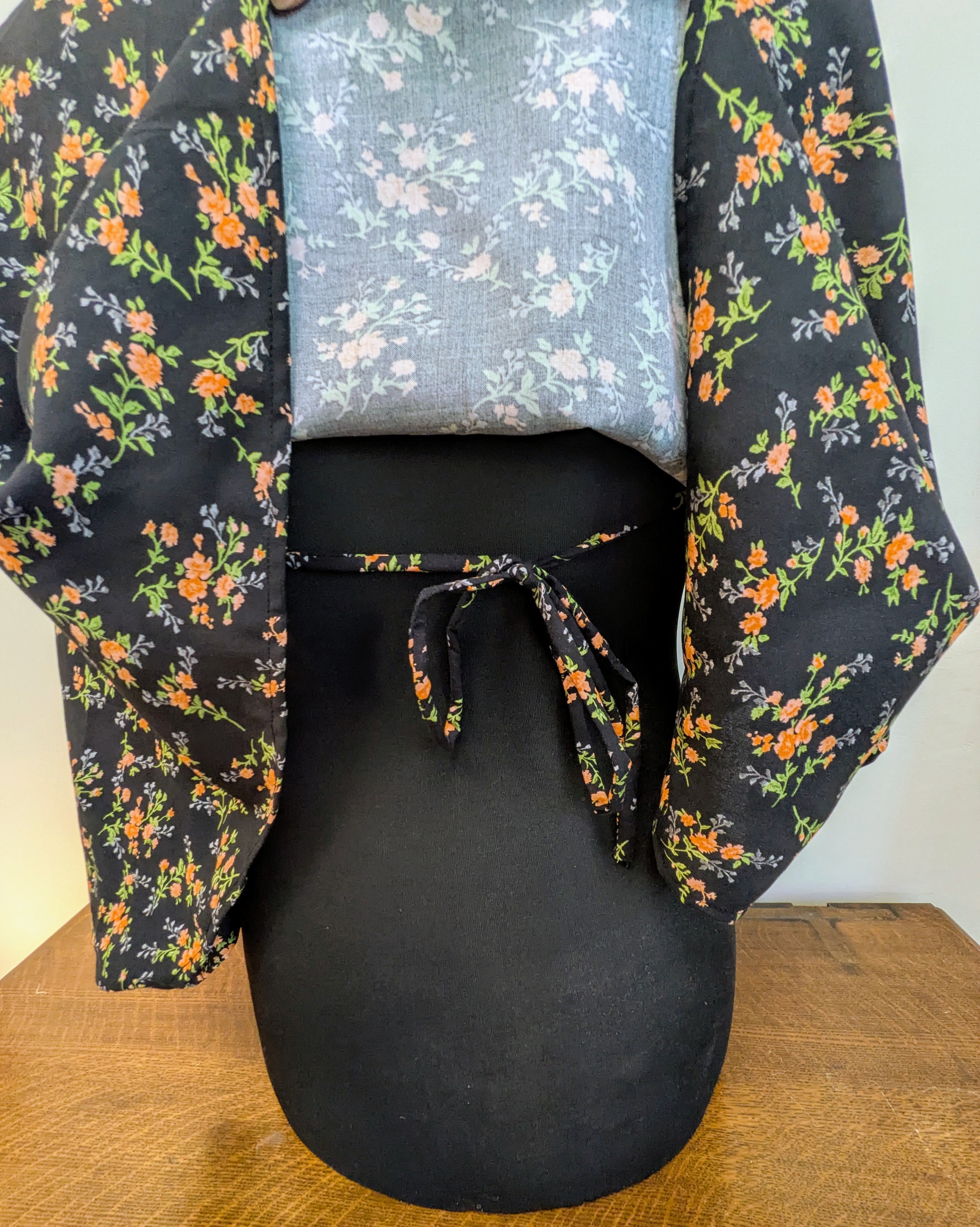 Black floral kimono shrug
