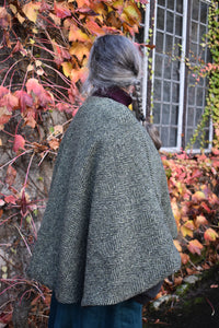 Sage herringbone cape