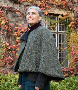 Sage herringbone cape