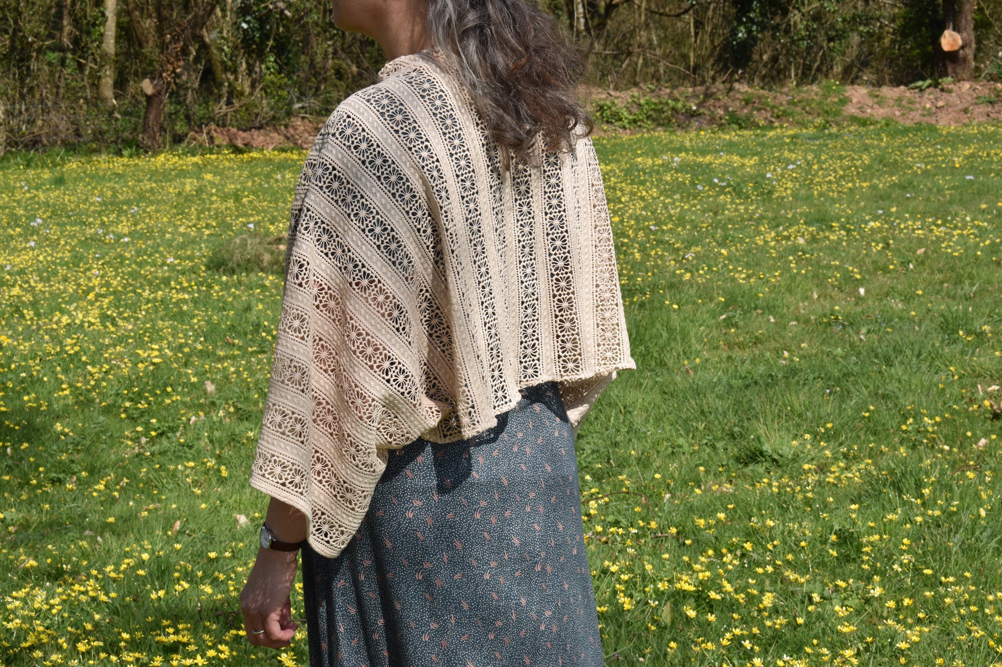 Cotton crochet kimono capelet