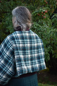 Teal check shrug