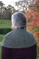 Load image into Gallery viewer, Sage and black herringbone capelet
