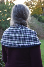 Load image into Gallery viewer, Navy, lilac and off white check capelet
