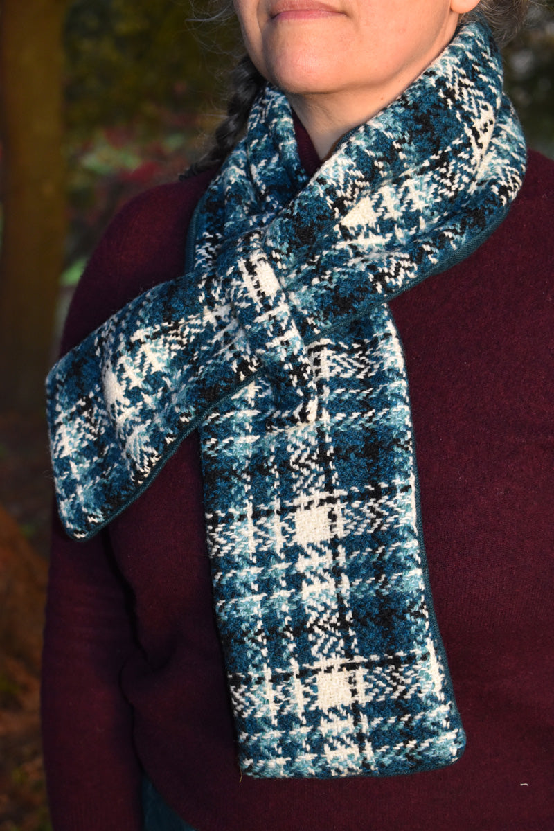 Teal check scarf