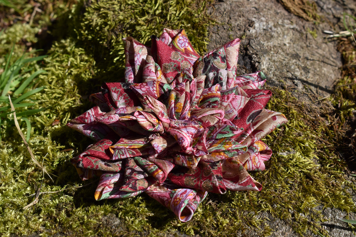 Deep red and pink Dahlia brooch