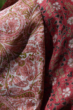 Load image into Gallery viewer, Reversible Deep red floral and pink paisley
