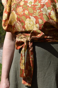 Reversible Bronze floral and gold paisley butterfly top